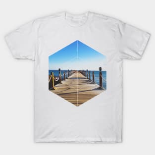 Ocean Pier Walk Geometric Photography T-Shirt